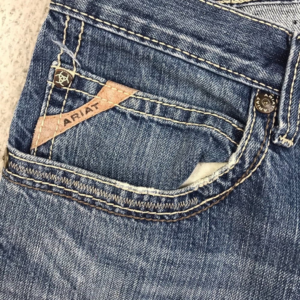 Ariat Jeans Mens 38 (39x35) M6 Slim Boot Blue Western Work Cowboy Denim - Picture 4 of 14